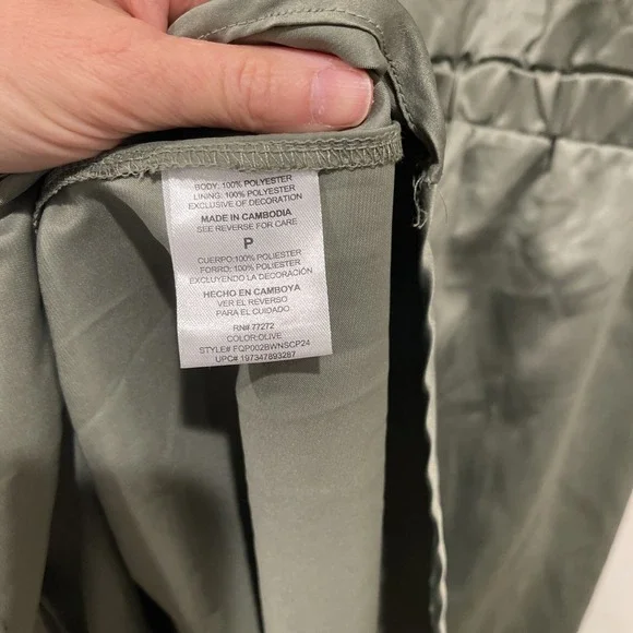 NWT French Connection Olive Green Shirt Dress Medium M Midi Belted Satin Career - Picture 10 of 11